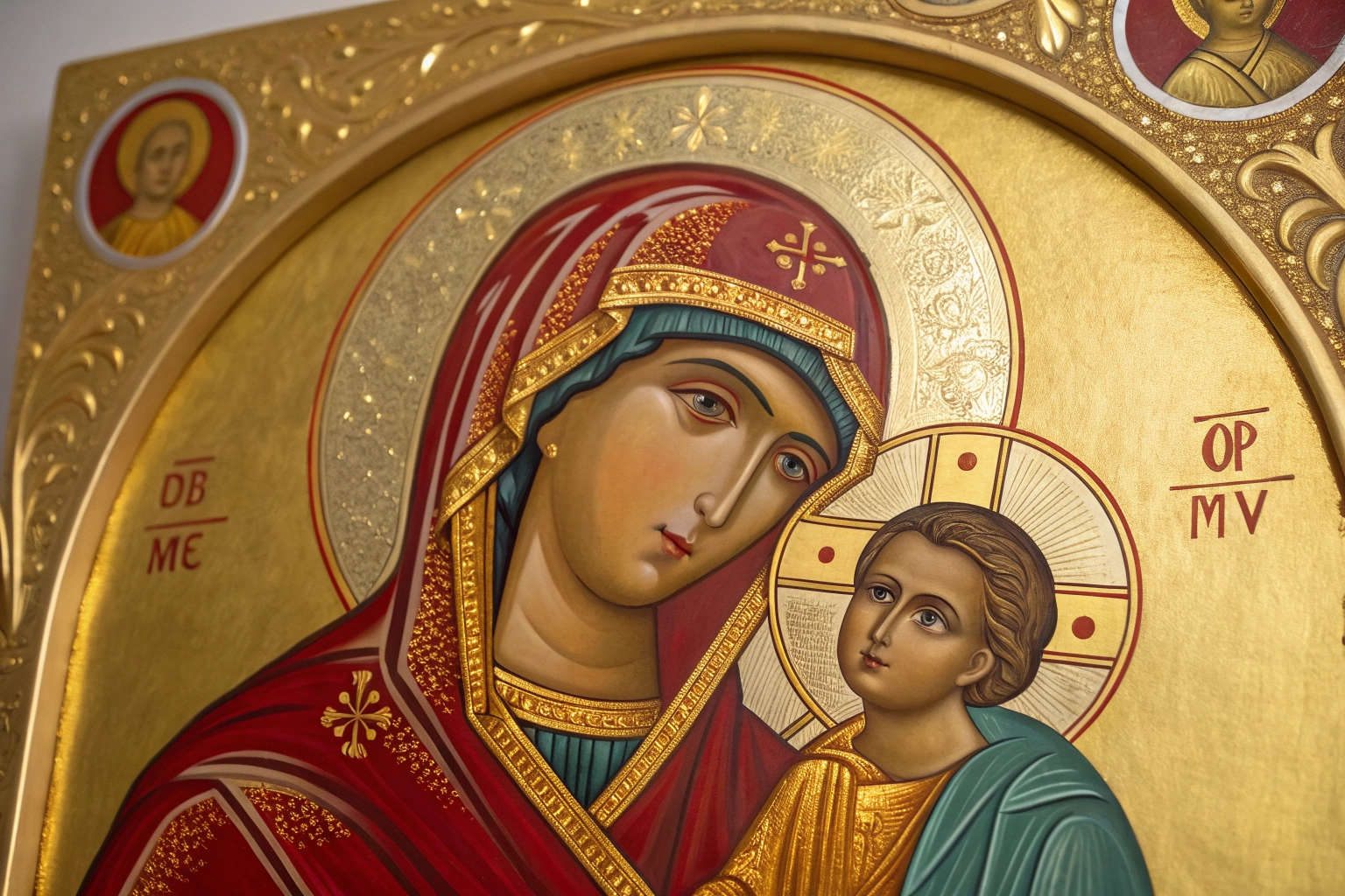 A religious icon of a mother and child.